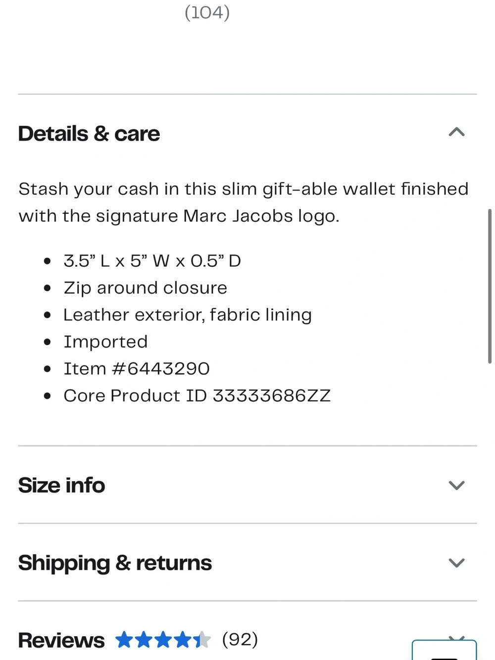 Marc Jacobs Black Pebbled Leather Zip Card Holder with Gold Logo